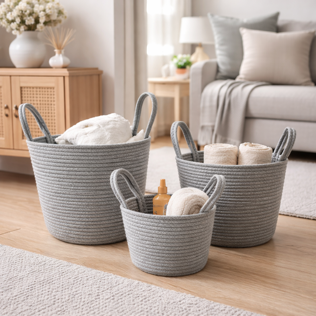 Amy Set of Three Cotton Baskets