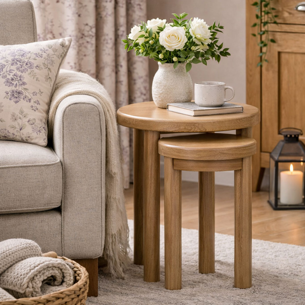 Chatsworth Medium Oak Nest of 2 Tables