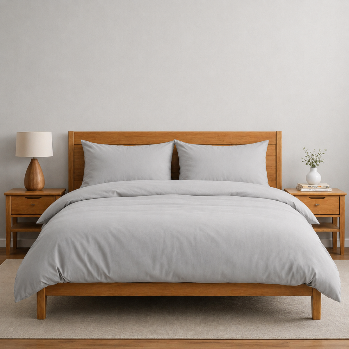 Revitalife Grey Anti-Allergy 100% Cotton Duvet Cover Set