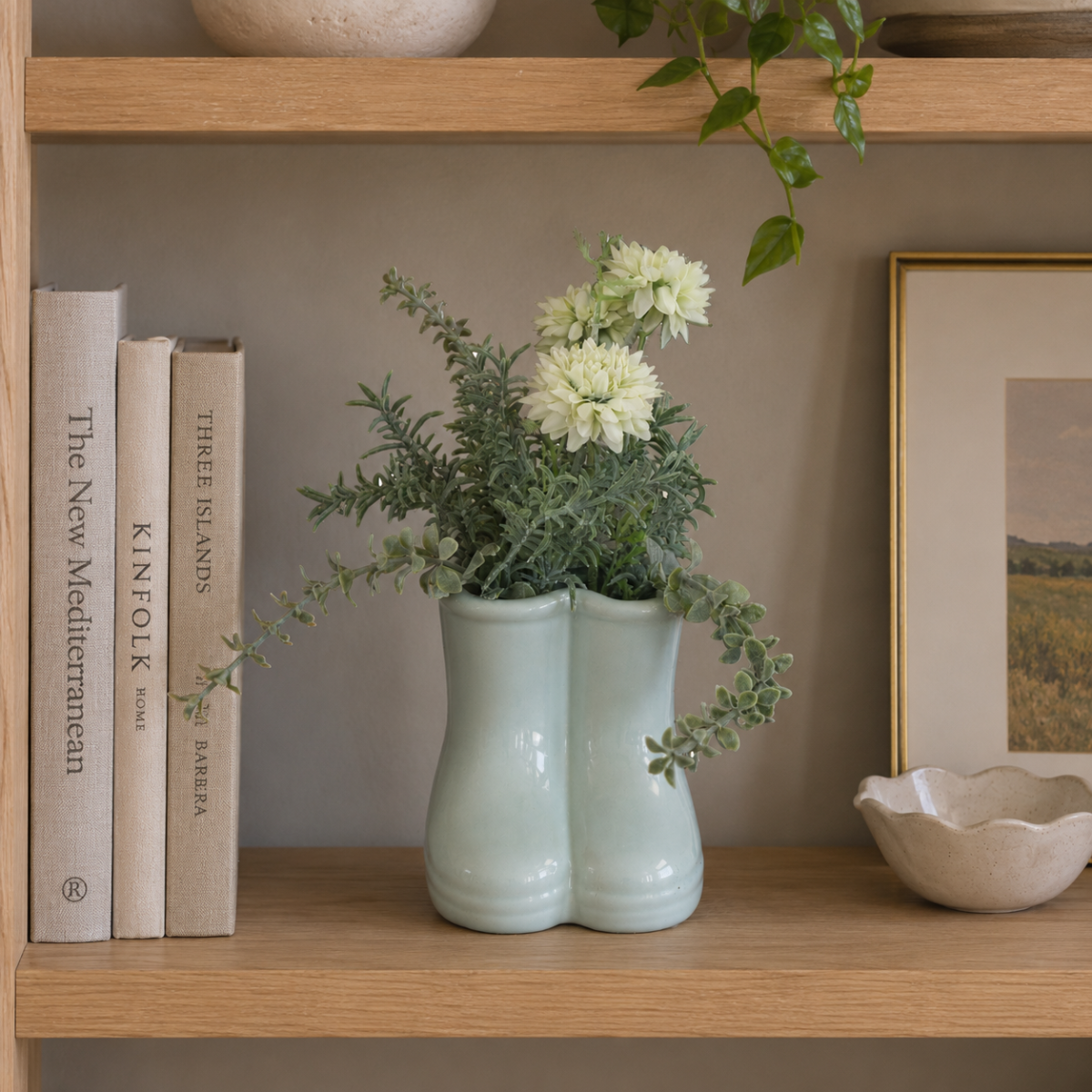 Chrysanthemums In Wellies Vase