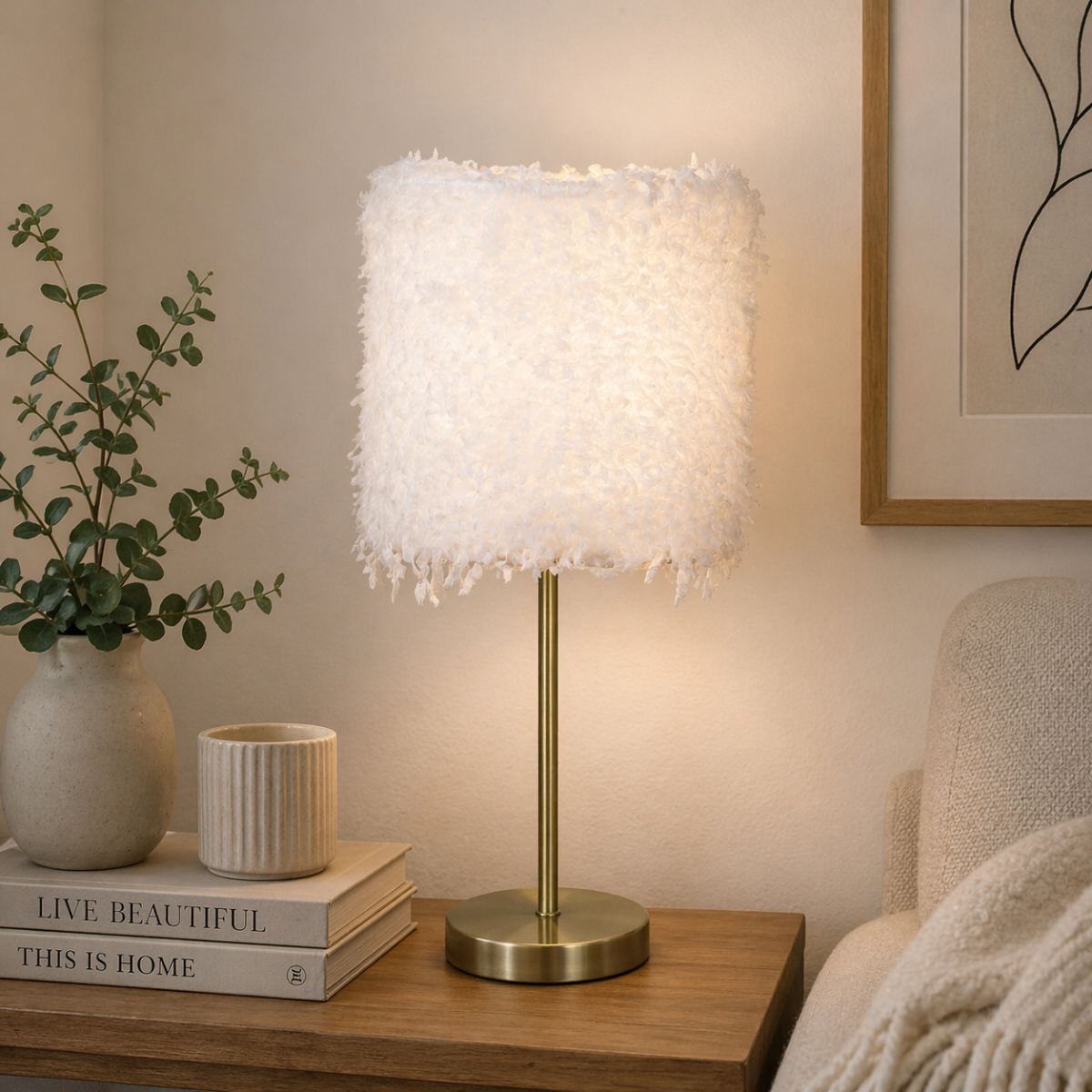 Shaggy White Lamp