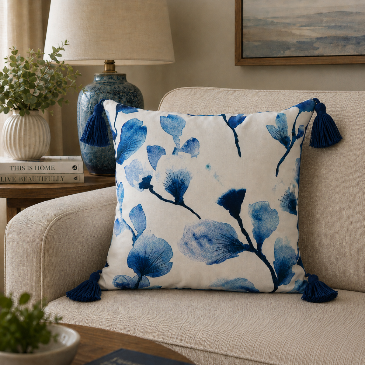 Peggy Blue Filled Cushion