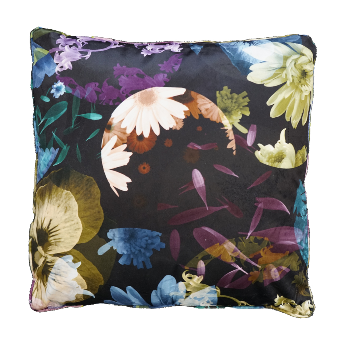 Alicia Black Floral Filled Cushion