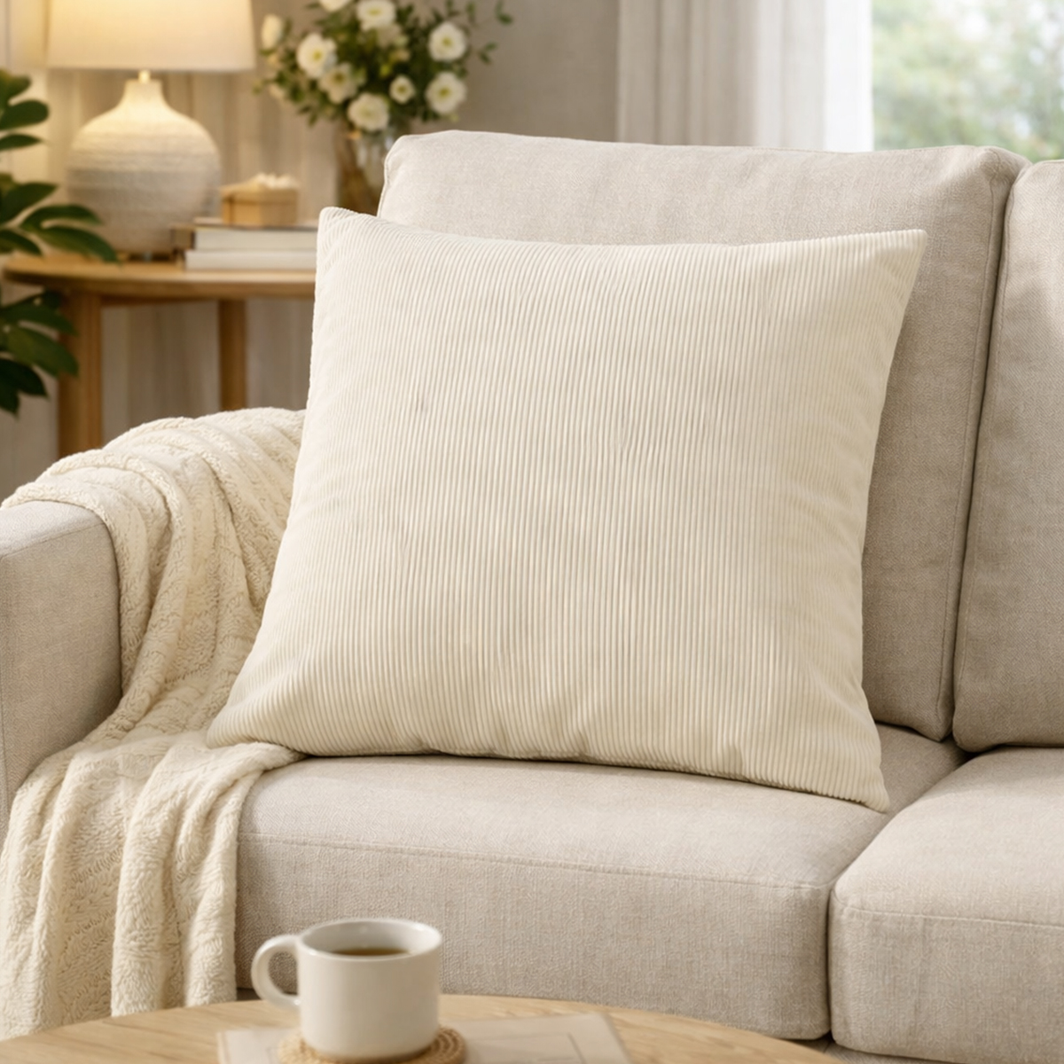 Annie Natural Filled Cushion 60x60cm