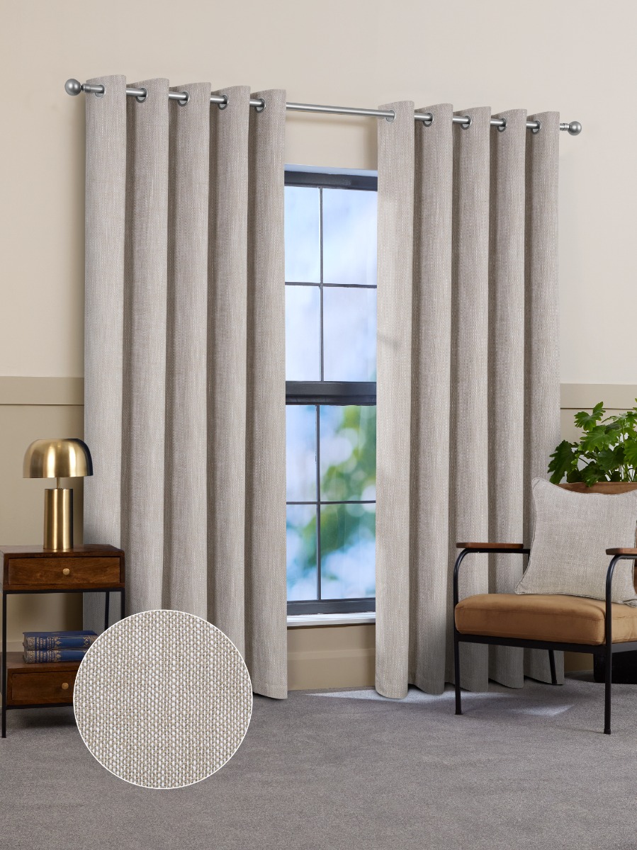 Apollo Natural Ready Made Lined Eyelet Curtains
