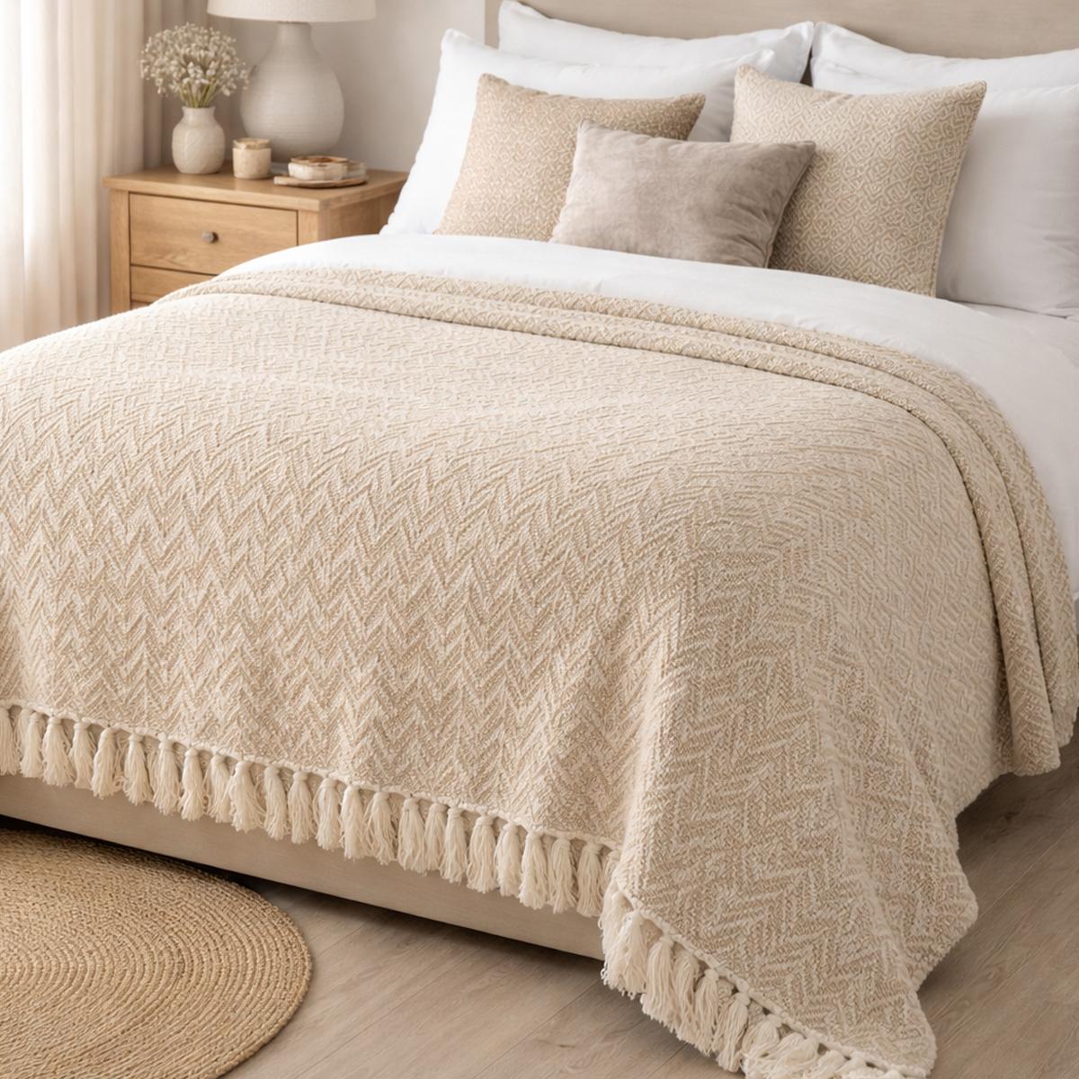 Asher Beige Bedspread 180x200cm