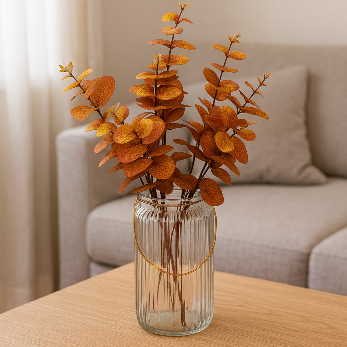 Autumnal Eucalyptus in Glass Jar