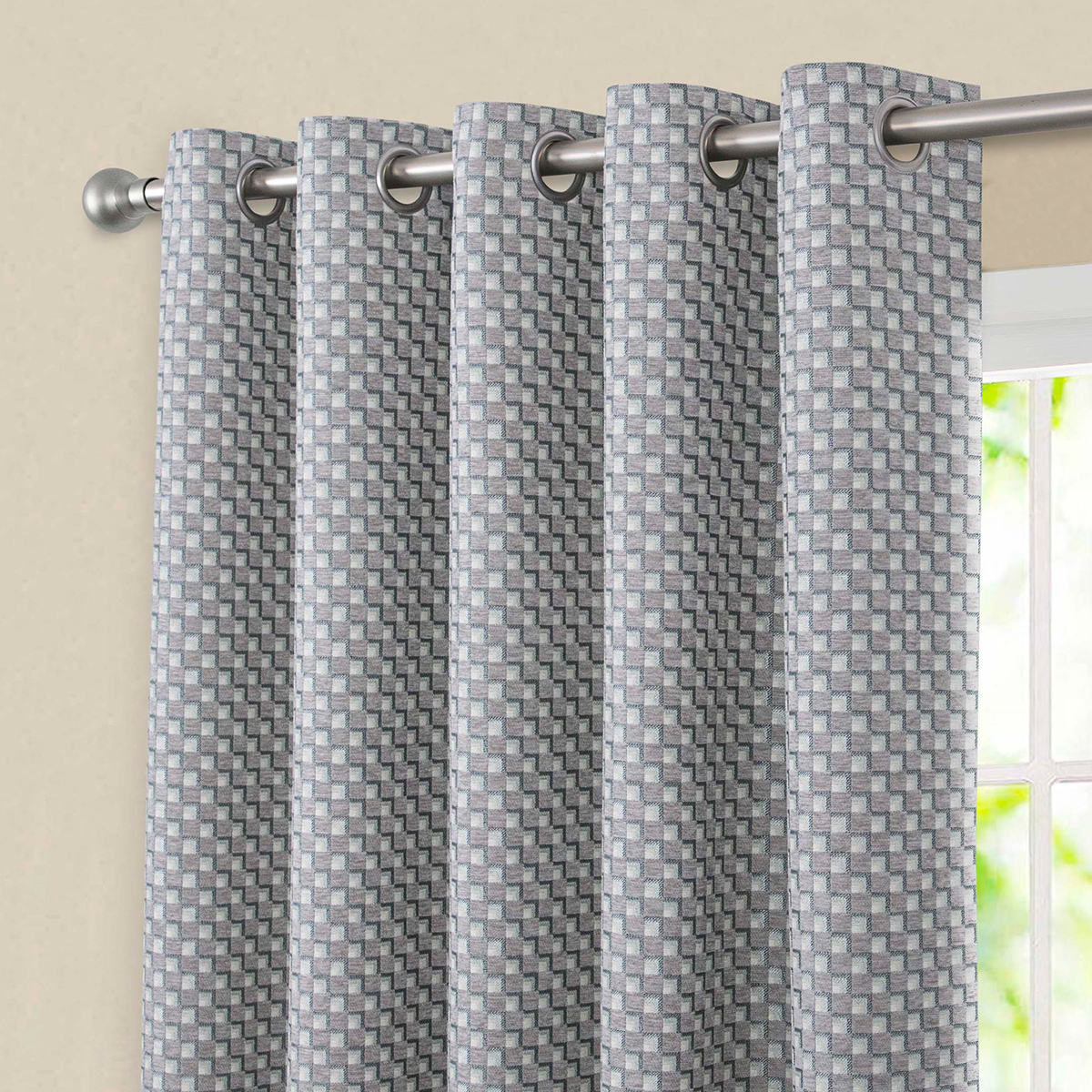 Avignon Silver Ready Made Eyelet Curtains