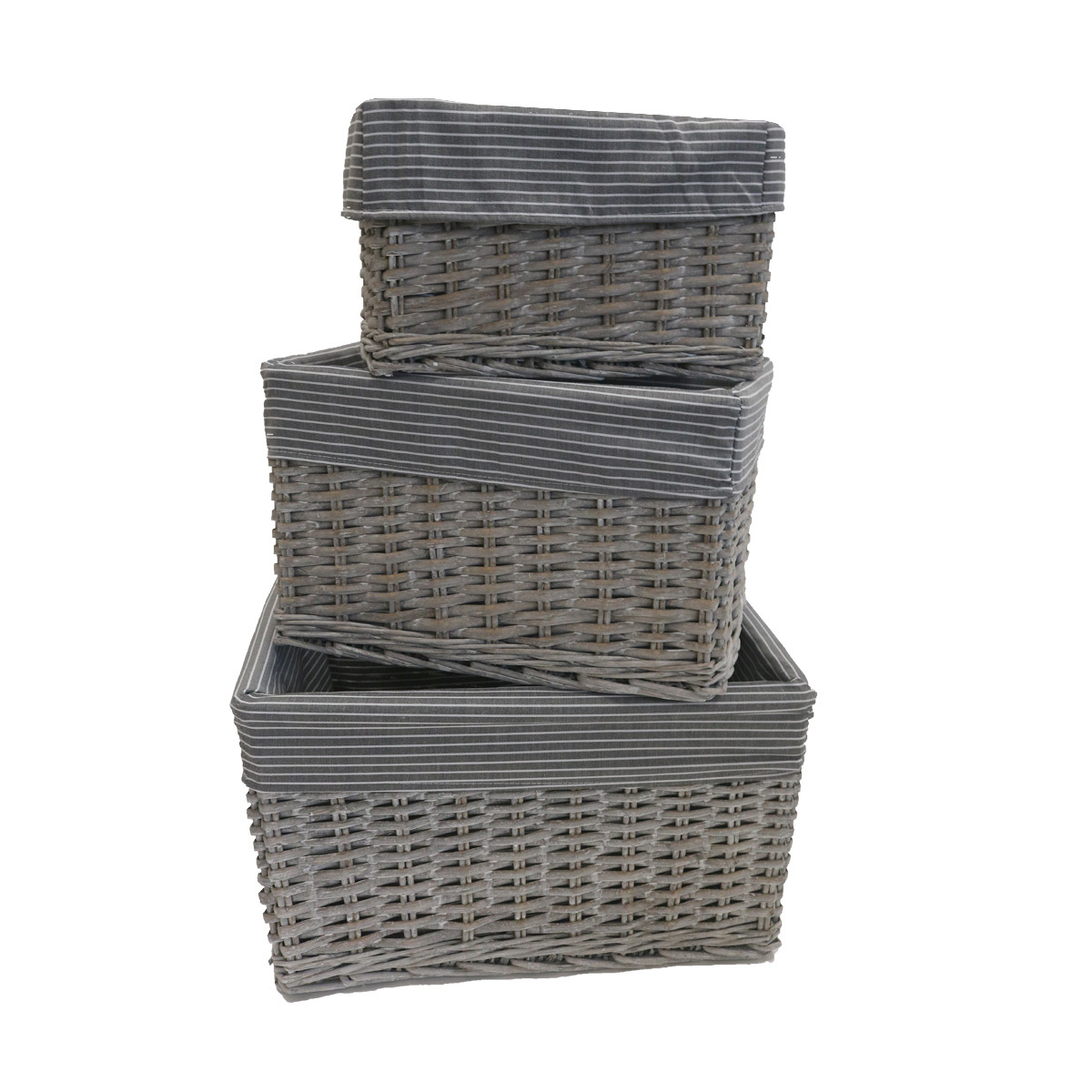 Set of 3 Grey Wicker Baskets