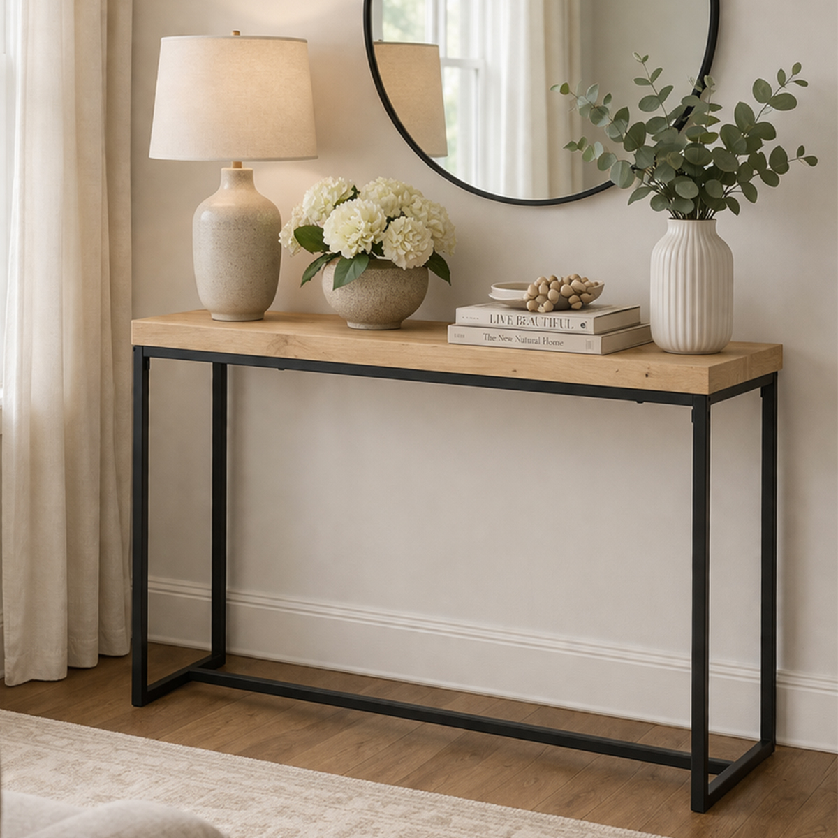 Bayonne Oak and Black Console Table