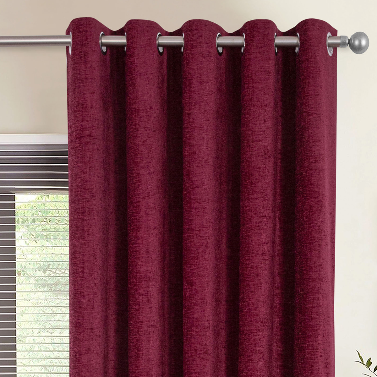 Belgravia Wine Blackout Ready Made Eyelet Curtains