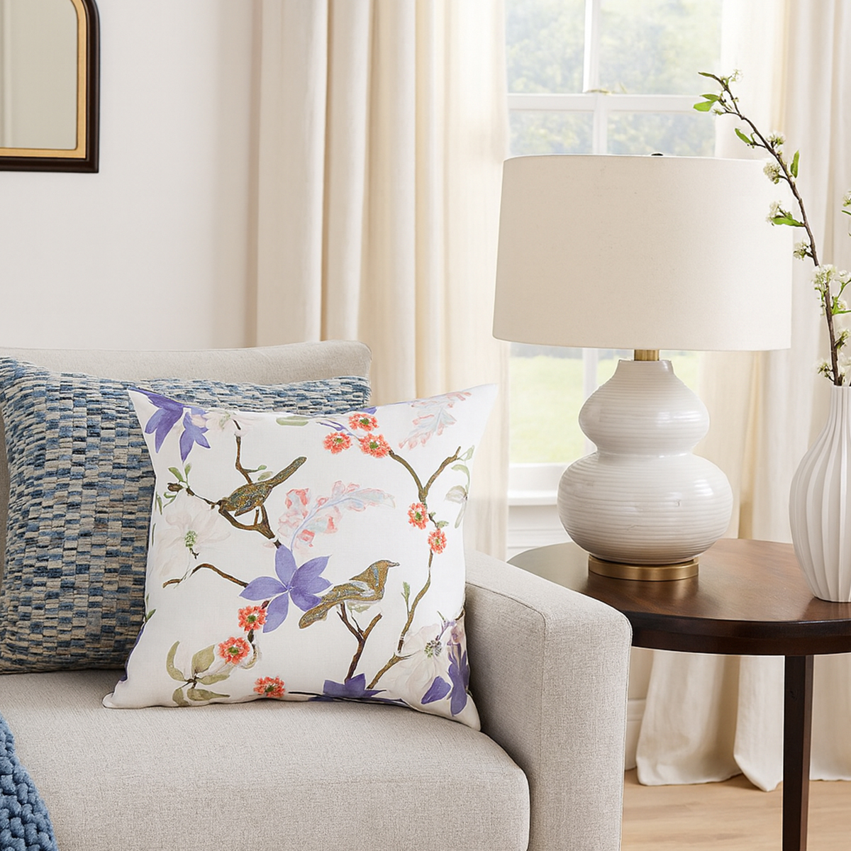 Birdie Natural Cushion Cover