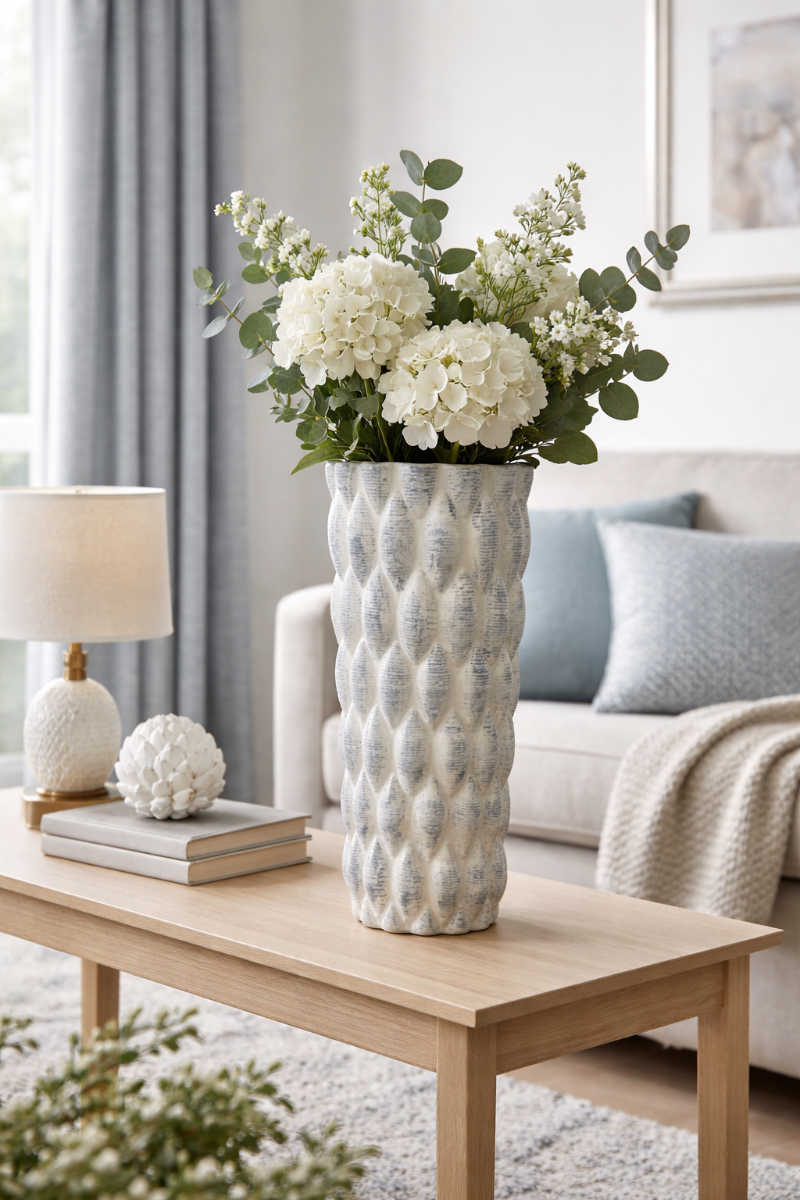 White and Blue Shell Vase