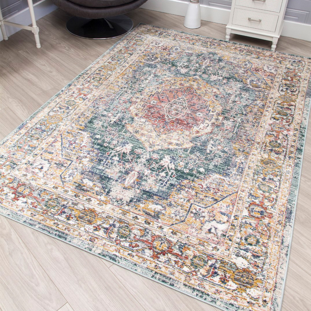 Boho Medallion Green Rug