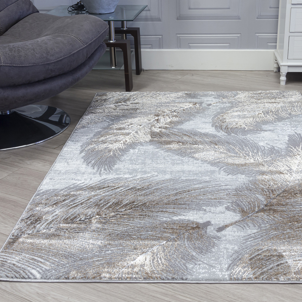 Boutique Plumes Grey Rug