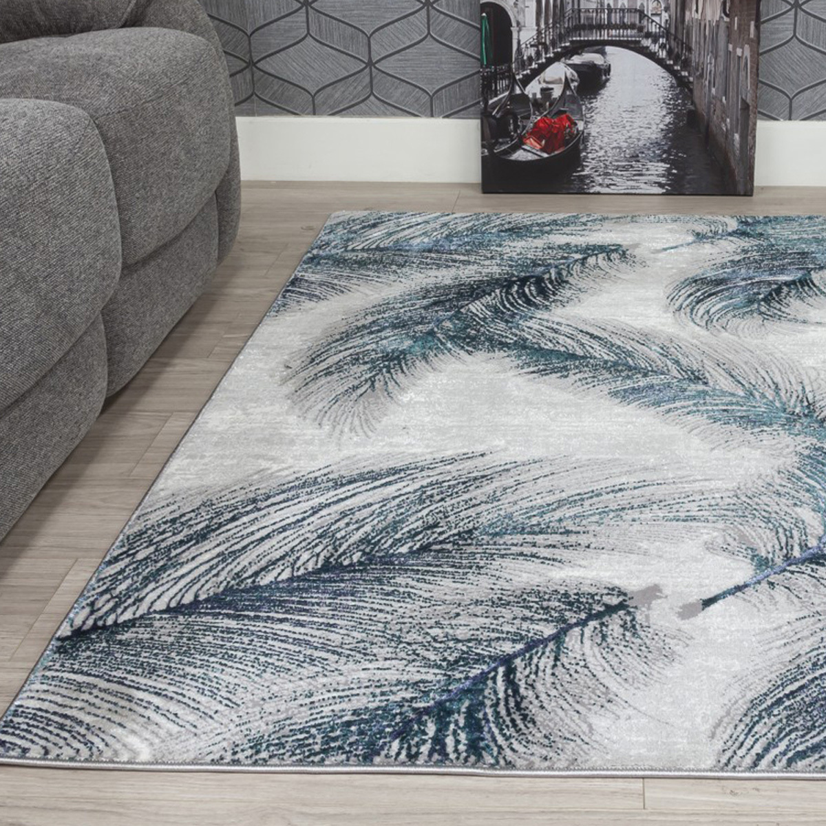 Boutique Plumes Blue & Green Rug