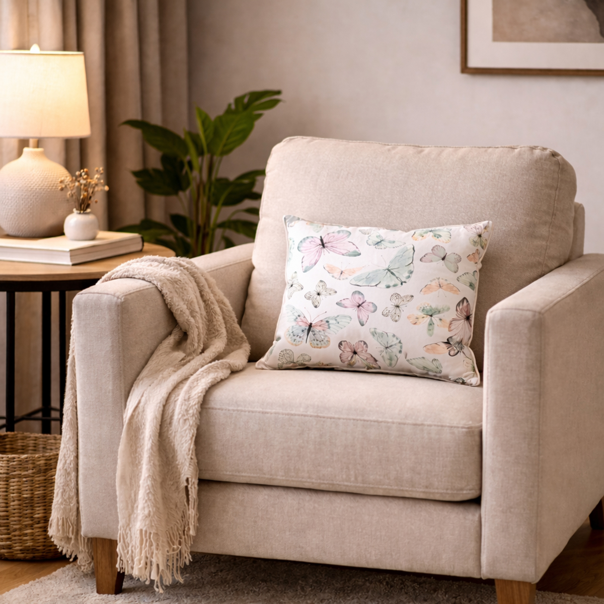 Flutter Pink Filled Cushion