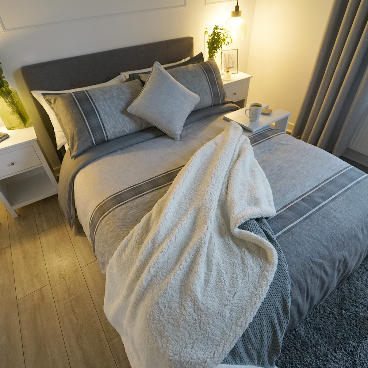 Callum Grey Cotton Rich Duvet Cover Set