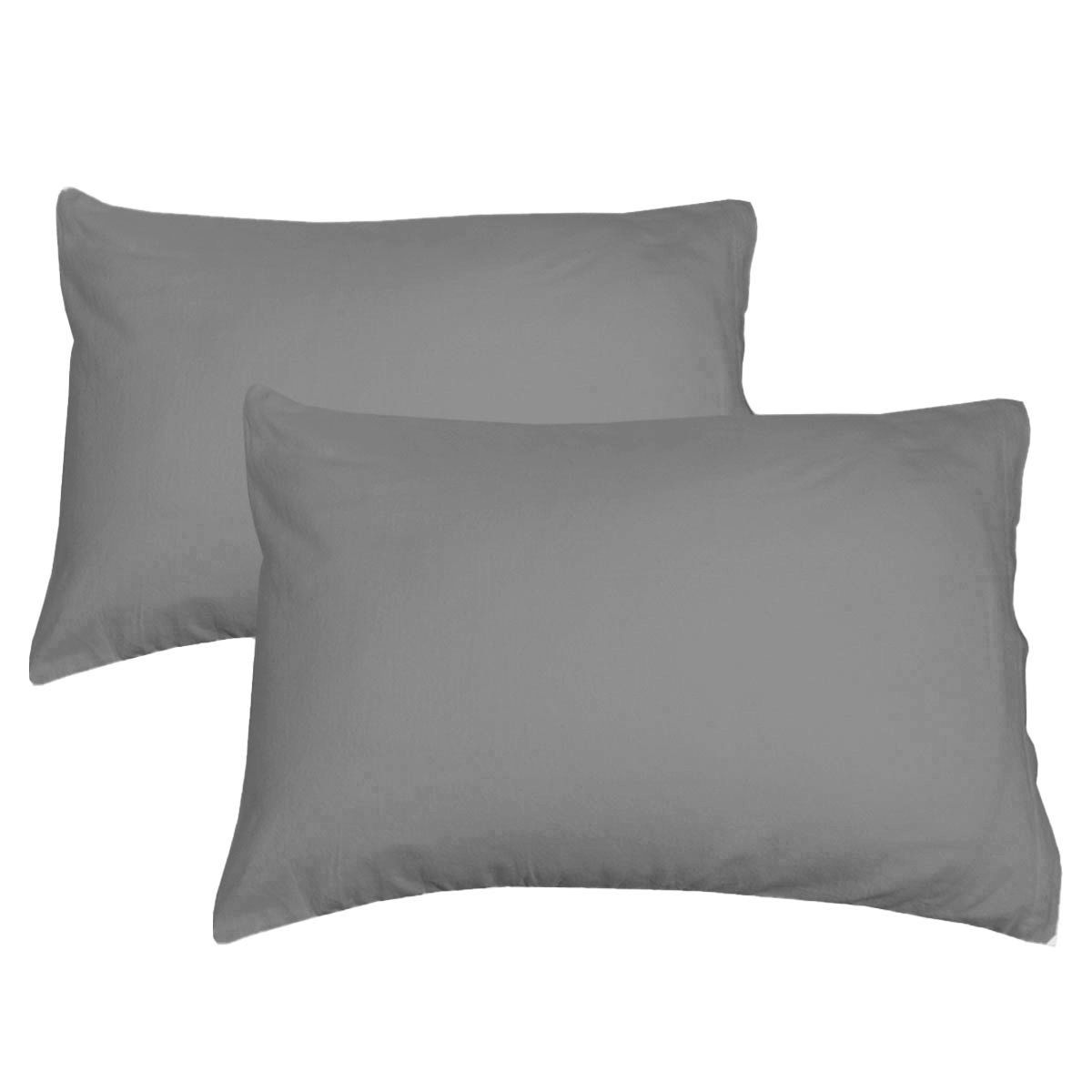 Flannelette Charcoal Pillowcase Pair