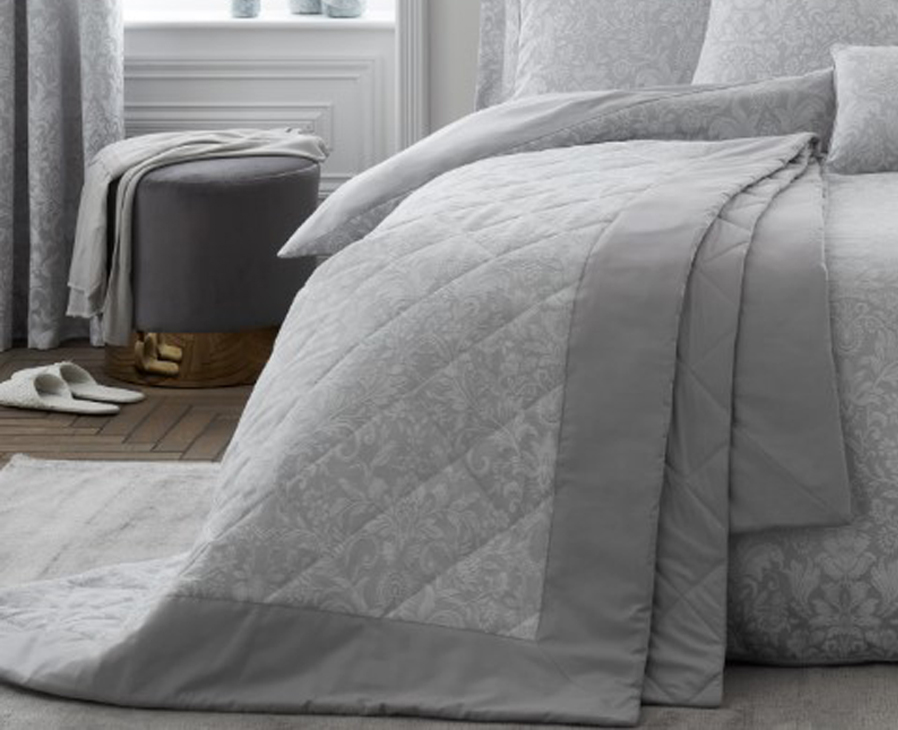 Chatsworth Silver Quilted Bedspread