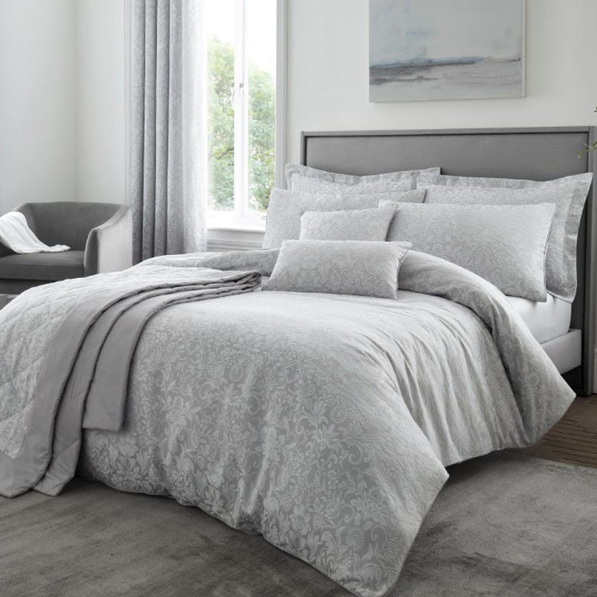 Chatsworth Silver Cotton Mix Duvet Cover Set