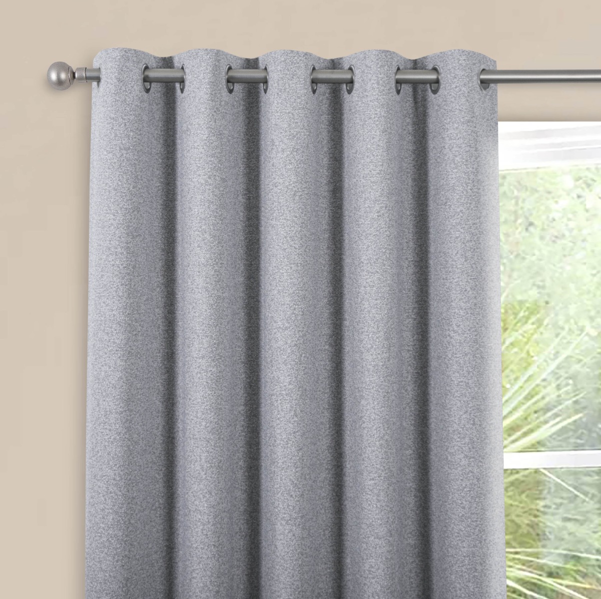 Chester Silver Blackout Ready Made Eyelet Curtains