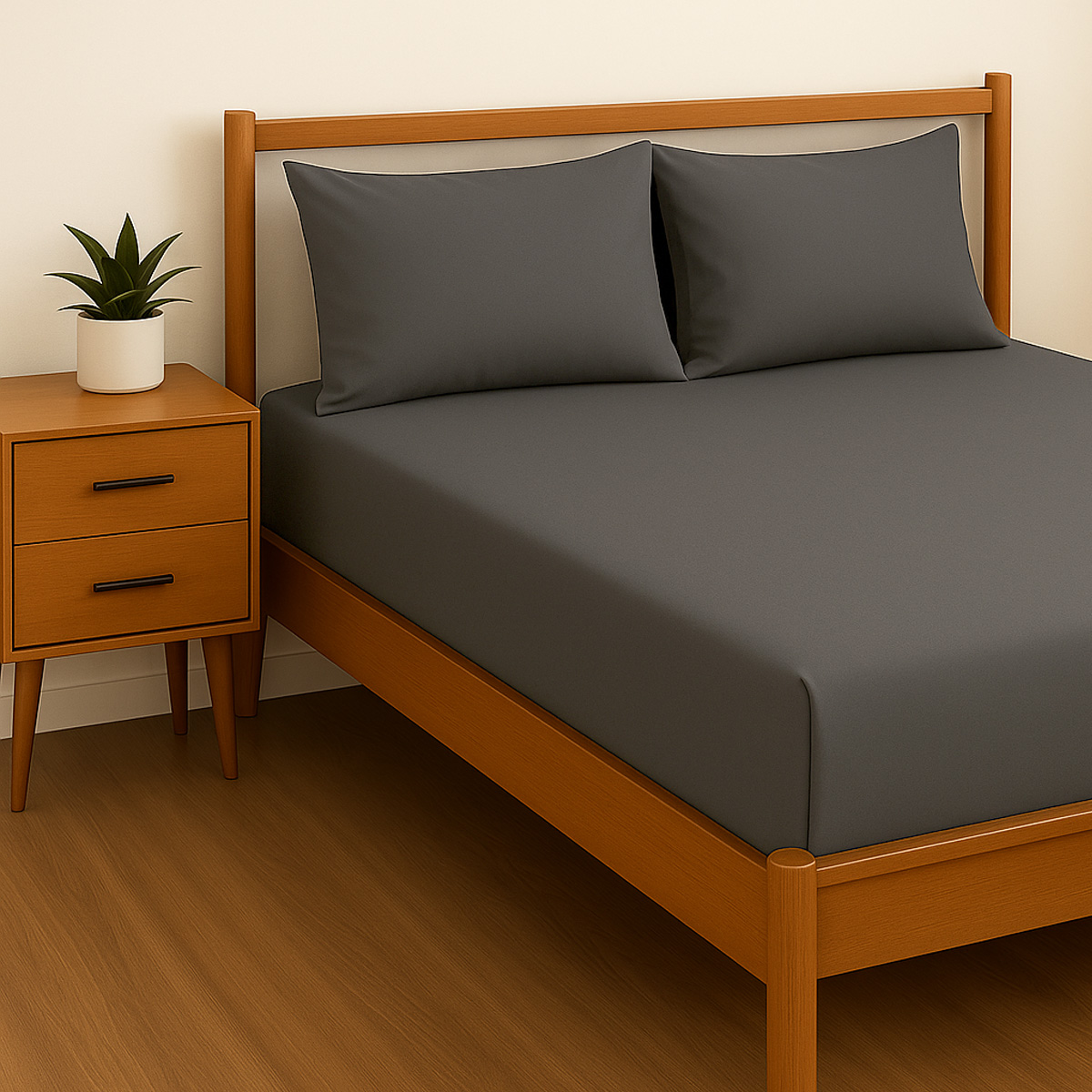 Percale Charcoal Cotton Mix Fitted Sheet Range