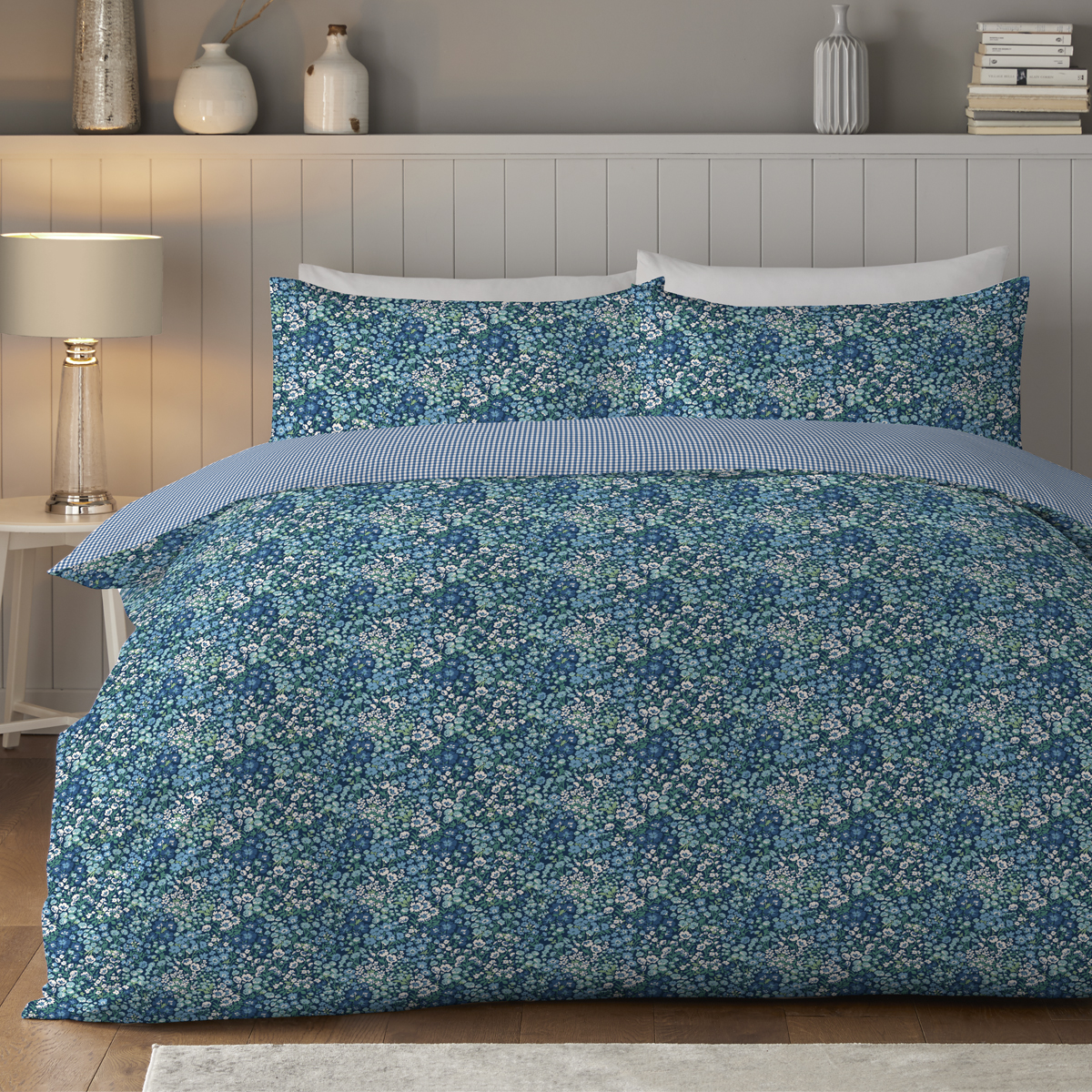 Claudia Blue Cotton Rich Duvet Cover Set