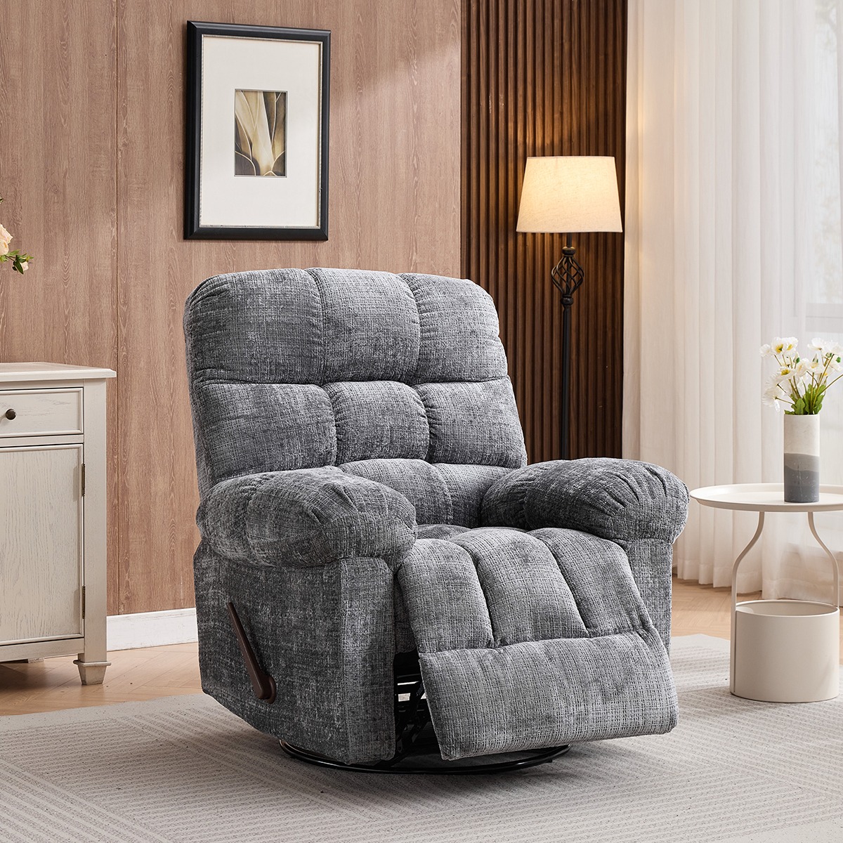 Cloud Graphite Swivel Recliner Armchair