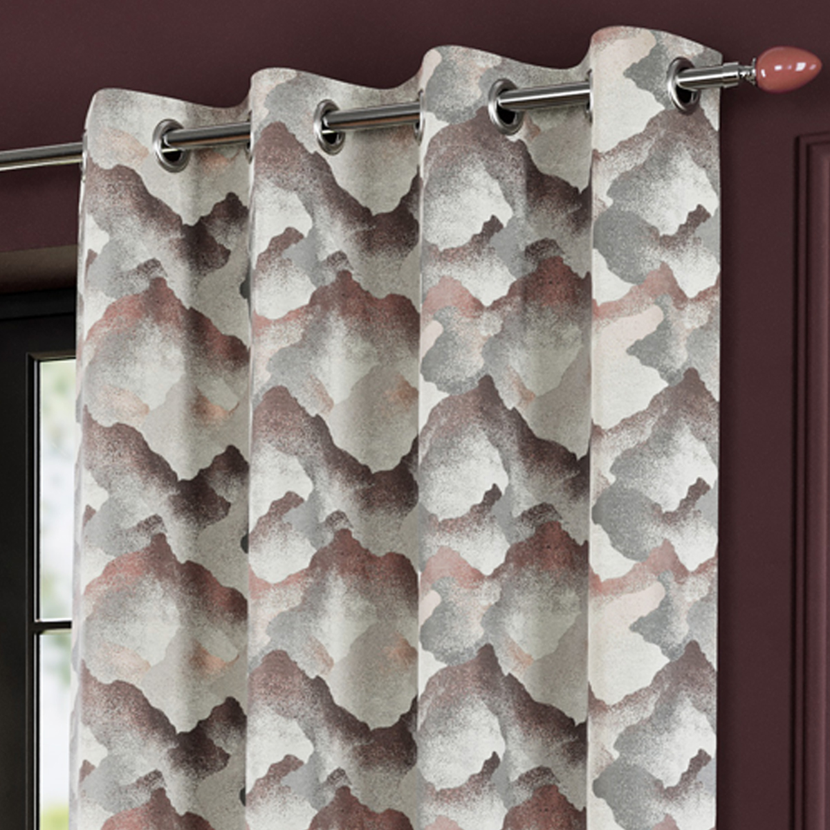 Clouds Blush Ready Made Eyelet Curtains
