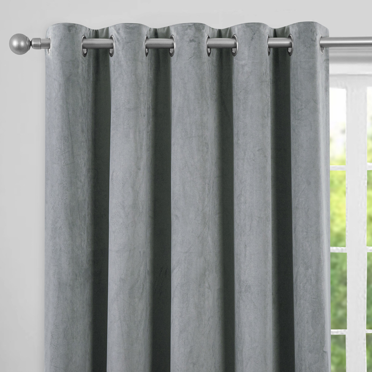 Countess Silver Blackout Ready Made Eyelet Curtains