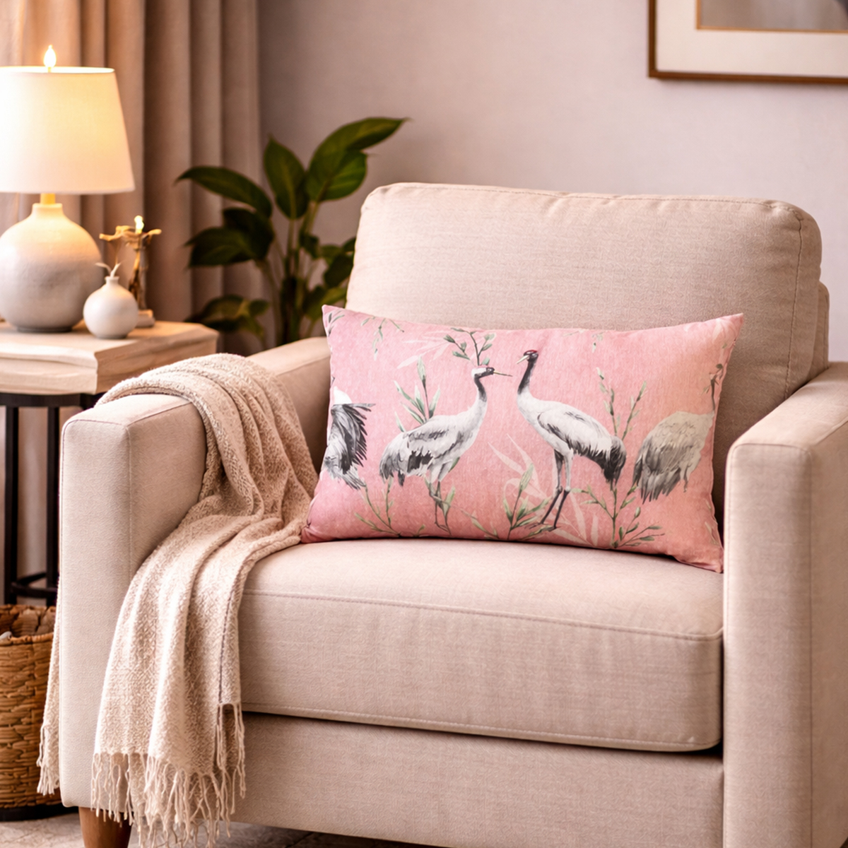 Crane Pink Filled Boudoir Cushion