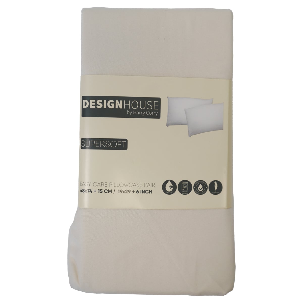 Supersoft Easy Care Cream Brushed Polyester Pillowcase Pair