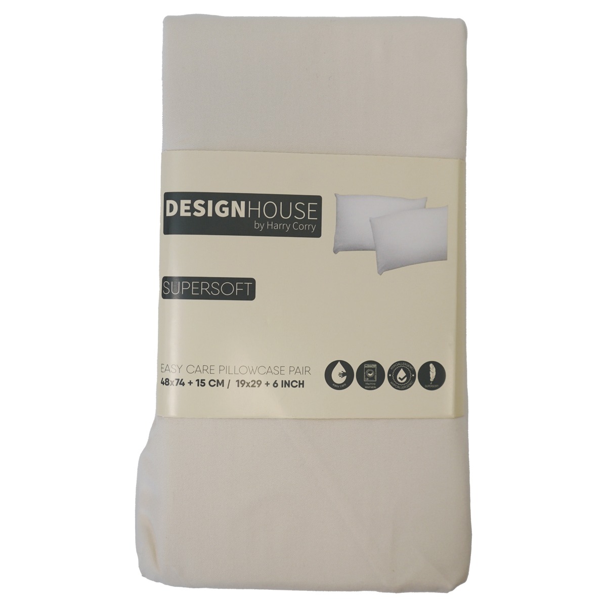 Supersoft Easy Care Cream Brushed Polyester Pillowcase Pair