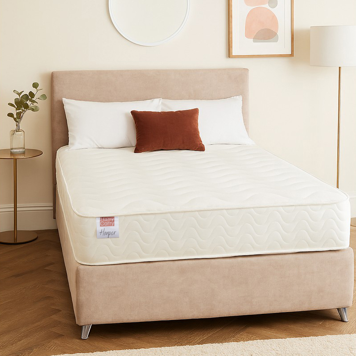 Cruz Beige Double Divan Bed & Mattress Bundle