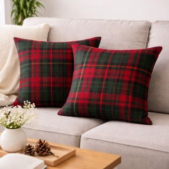 Flannel Cushion Cover Chk 254028 Pair