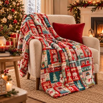 Christmas Patchwork Throw 100x130cm