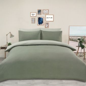 Oxford Sage and Olive Duvet Cover Set