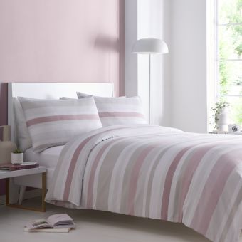 Simply Stripes Pink Cotton Mix Duvet Cover Set