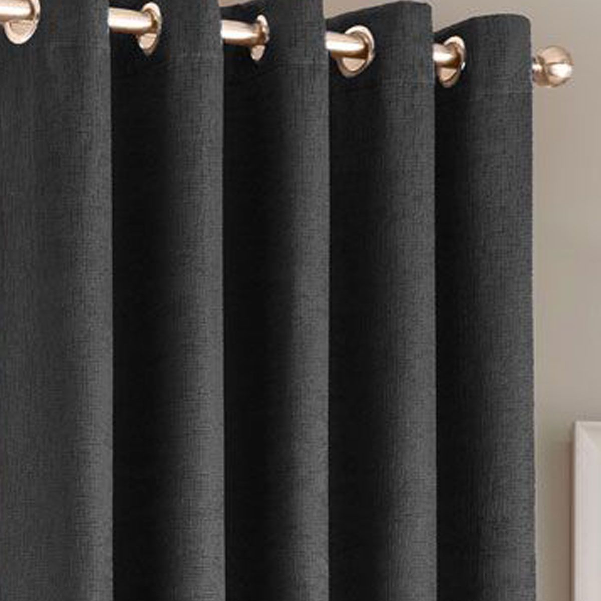 Iona Black Blockout Single Panel Door Curtain