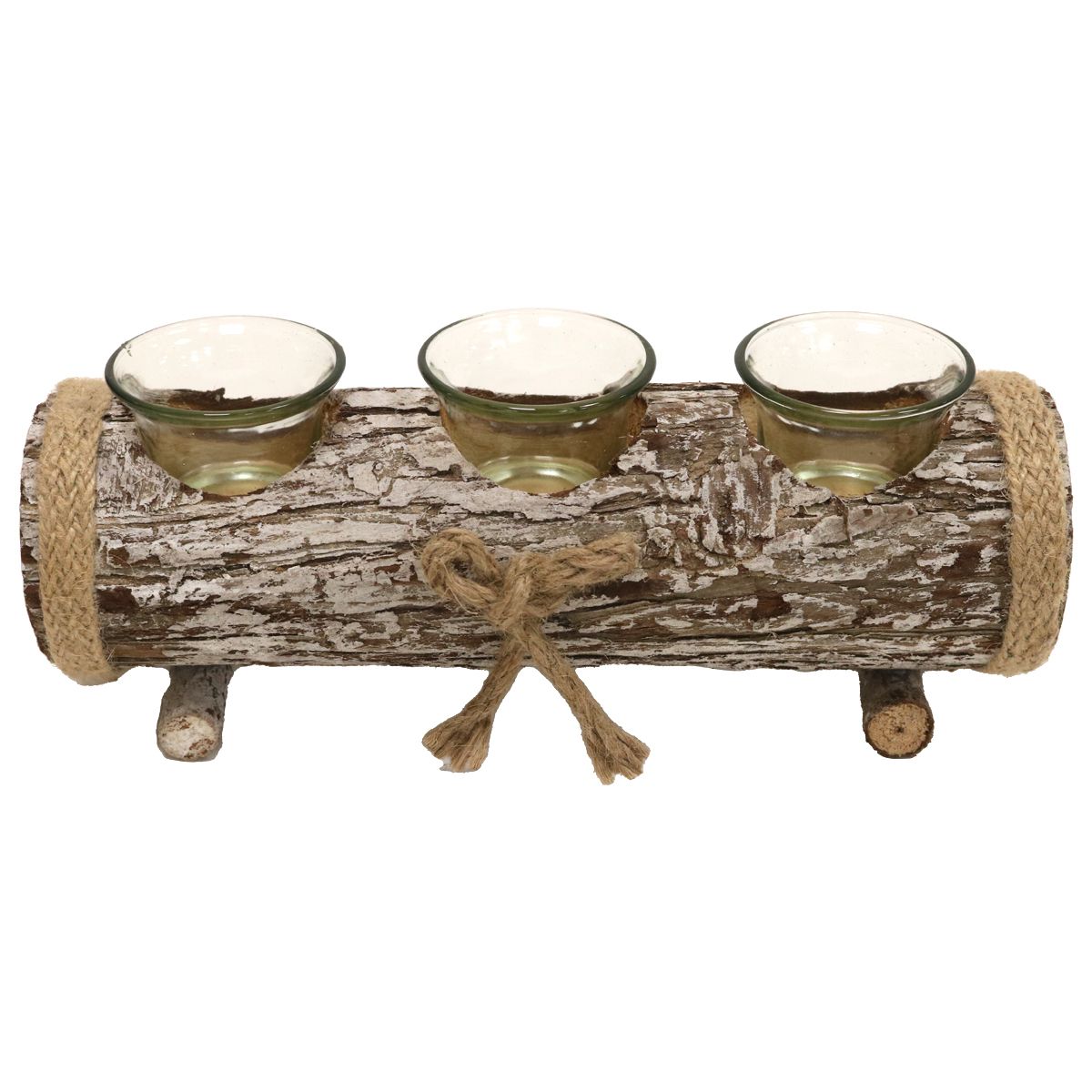 Log Triple Tealight Holder
