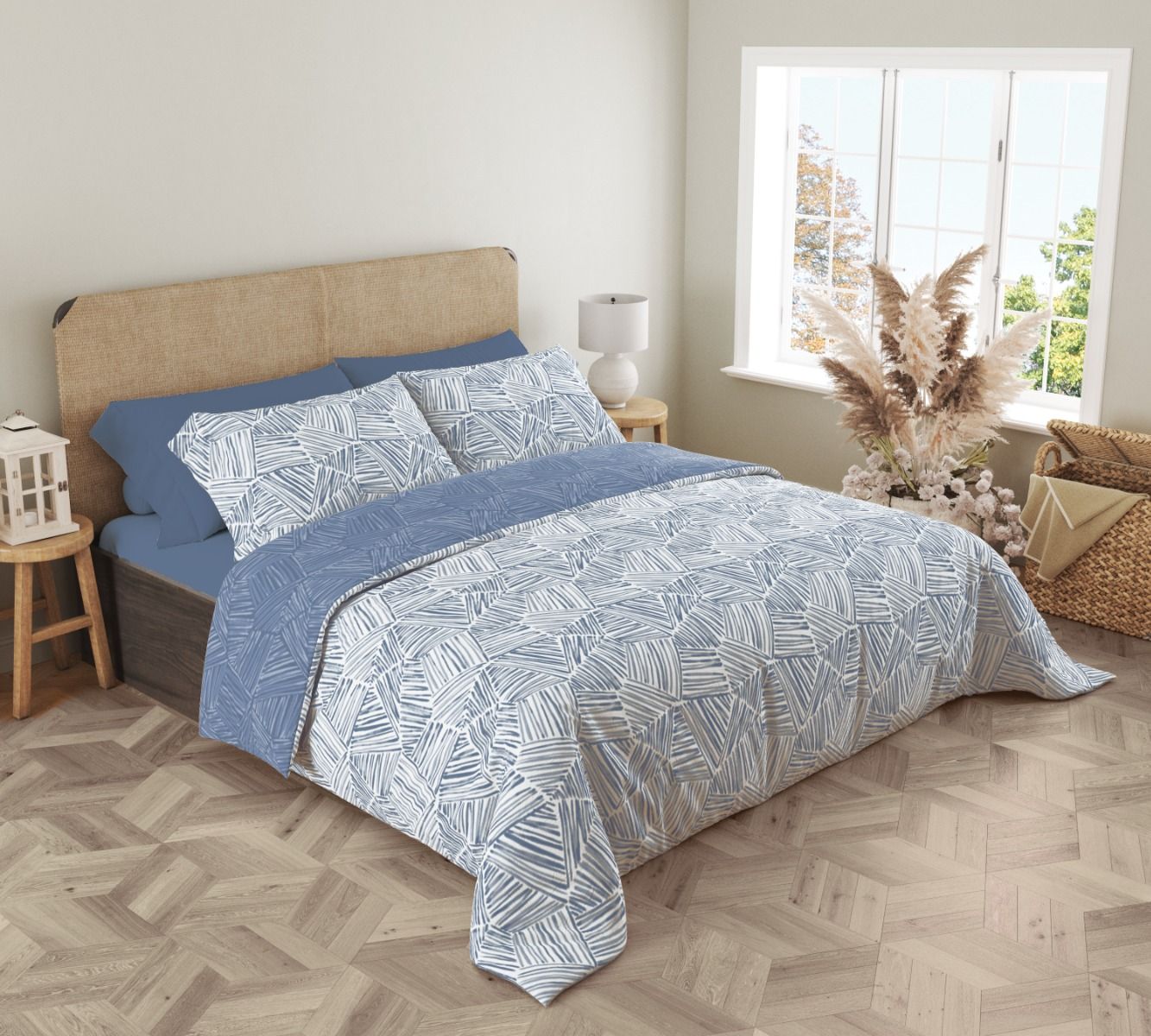 Pablo Blue Cotton Rich Duvet Set