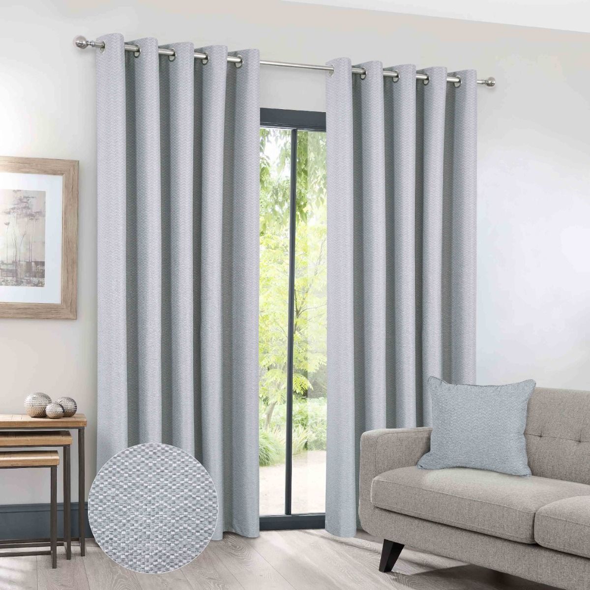 Serene Silver Blackout Ready Made Eyelet Curtains