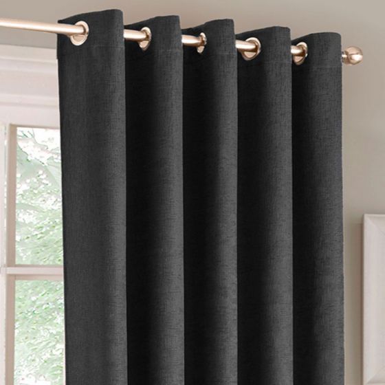 Iona Black Blockout Single Panel Door Curtain