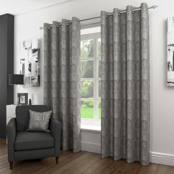 Silver Ready Made Eyelet Curtains Olympus Harry Corry