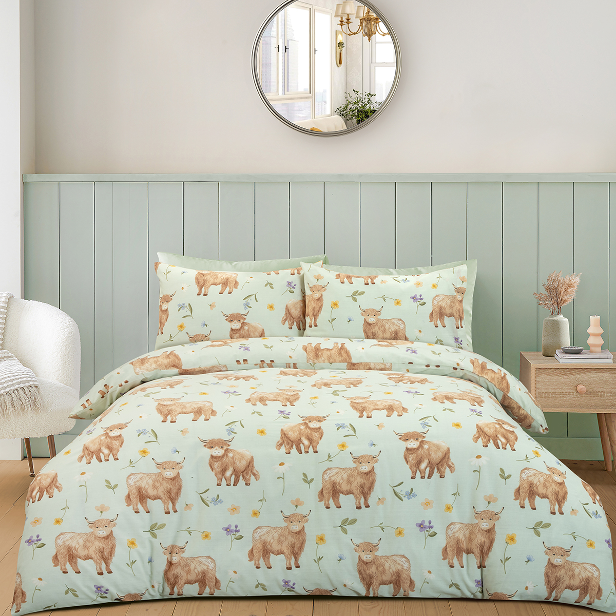 Daisy Sage Cotton Mix Duvet Cover Set