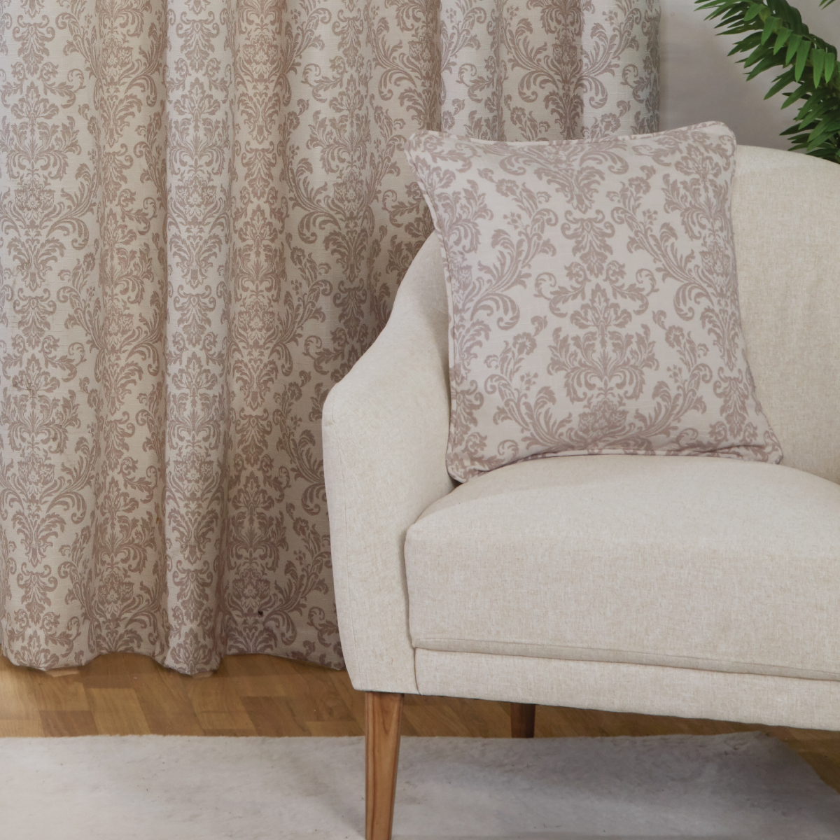 Damask Natural Cushion Cover