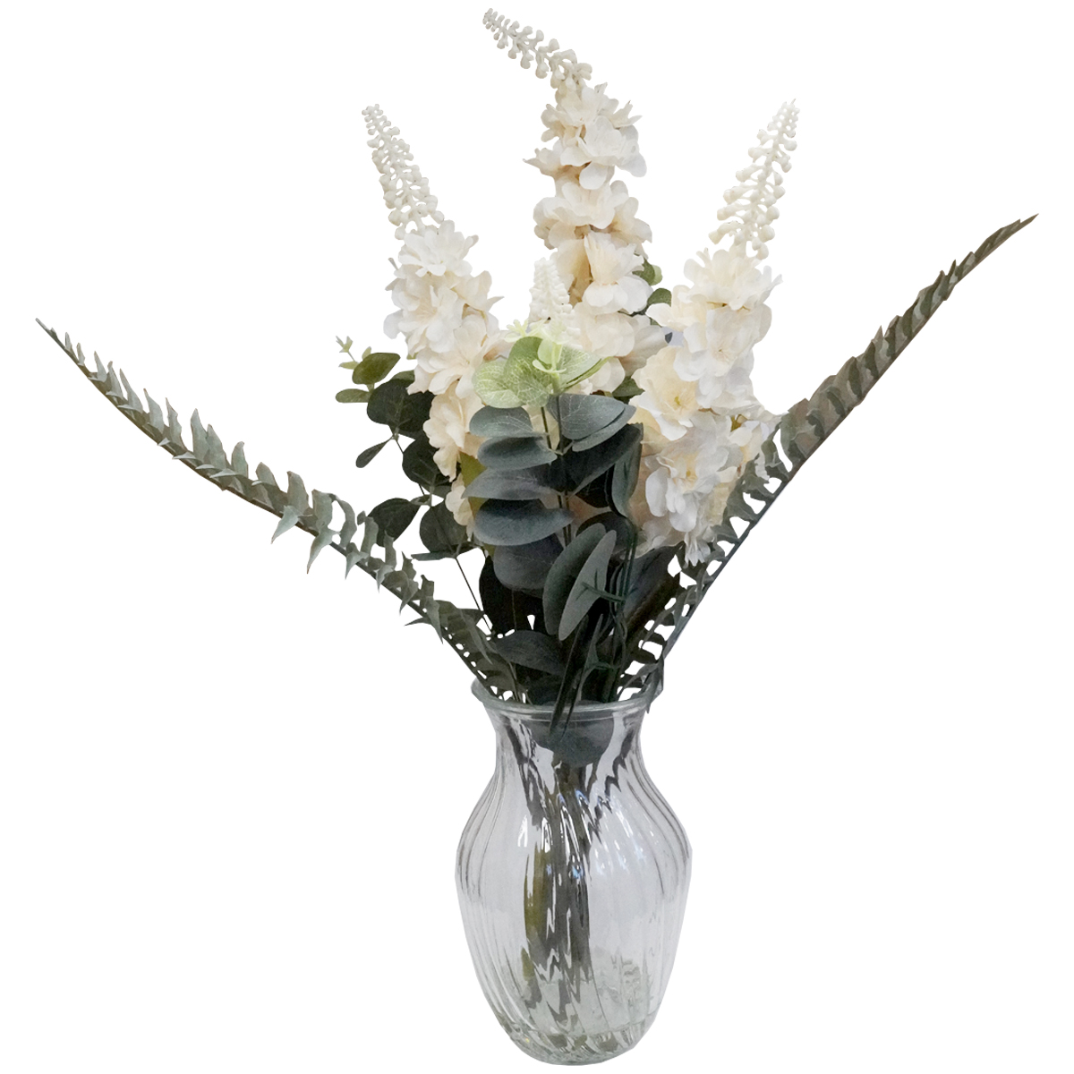 Delphinium In Glass Vase