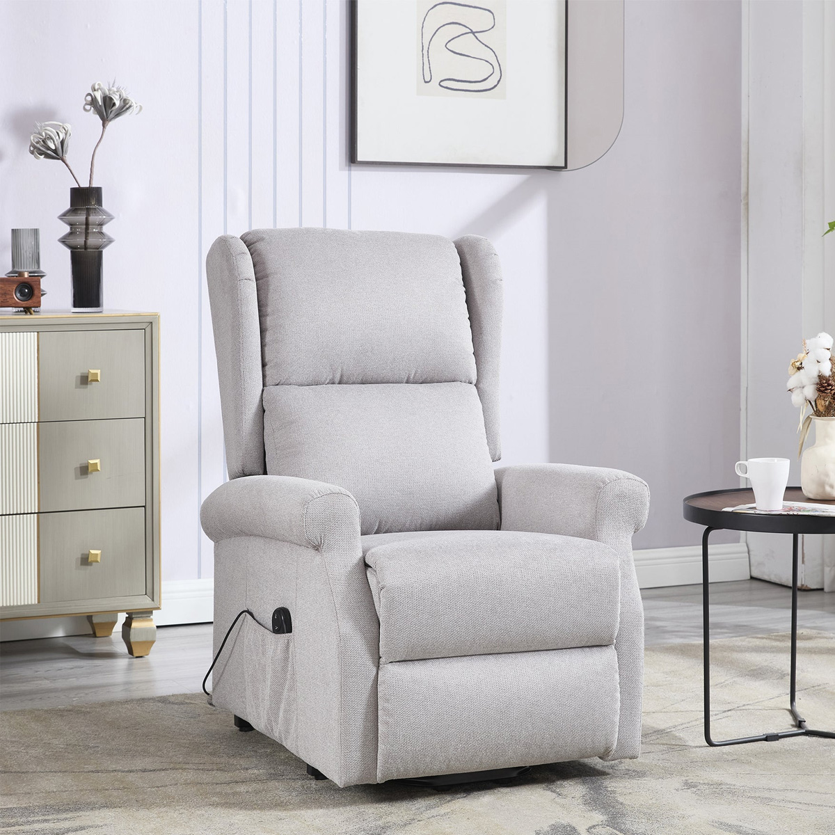 Denton Electric Recliner Tilt Grey Chair BULKY