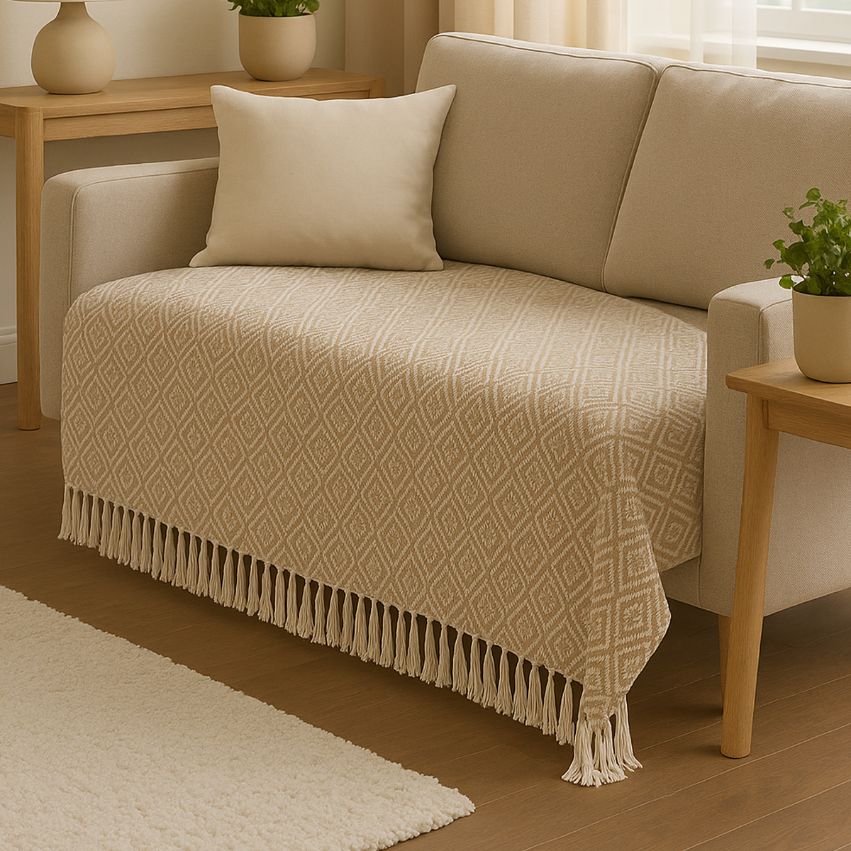 Diamond Beige Throw 130x170cm